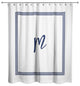Navy and White Monogrammed Shower Curtain, M