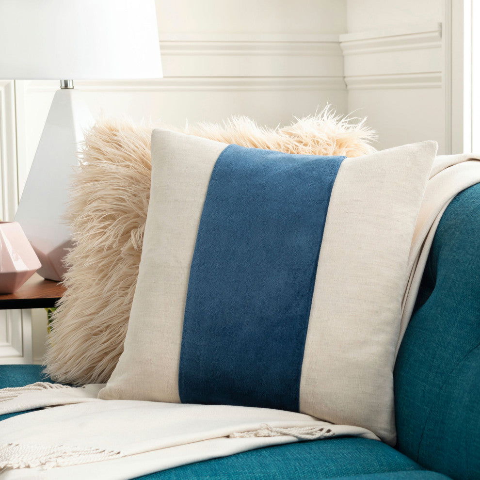 Surya Moza Pillow Shell With Down Insert 22"H X 22"W - Light Beige
