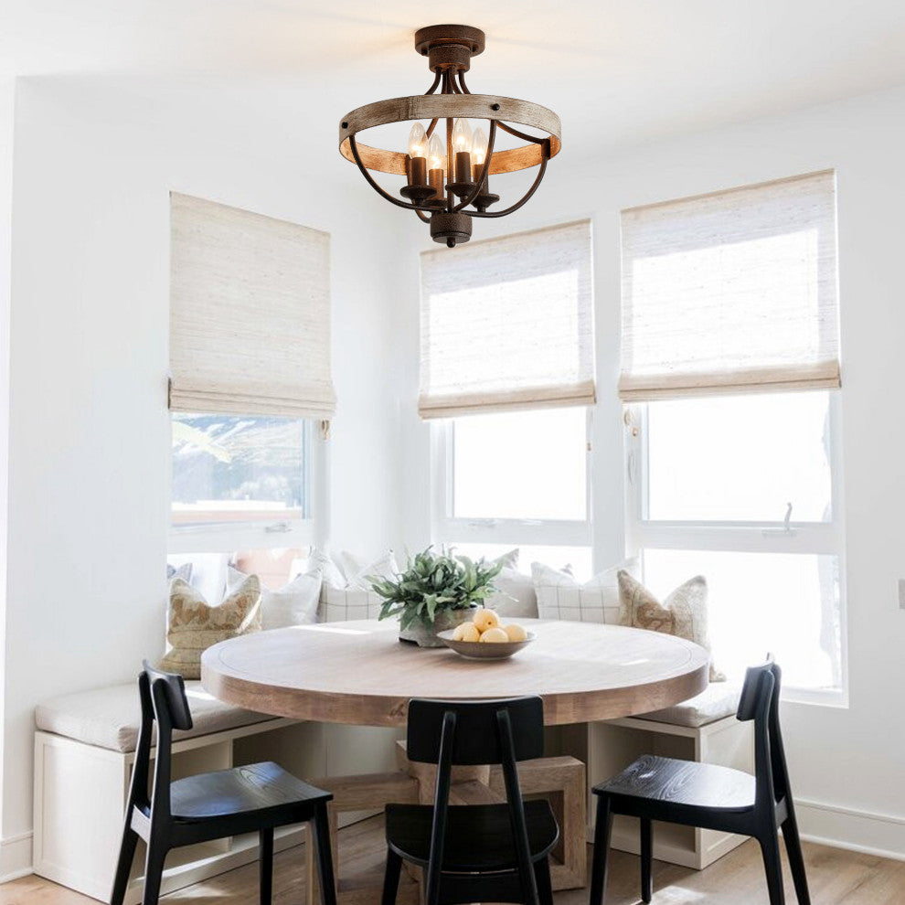 15.4 in 4-Light Industrial Flush Mount Ceiling Lighting