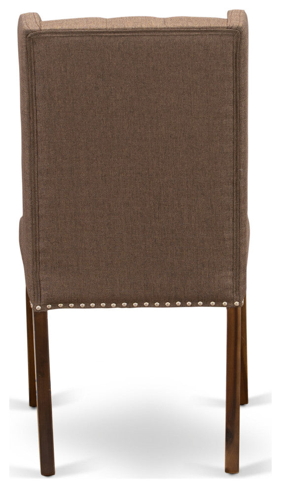 Dining Chairs, Brown Parson Chairs, Antique Walnut Wood Legs,Set of 2