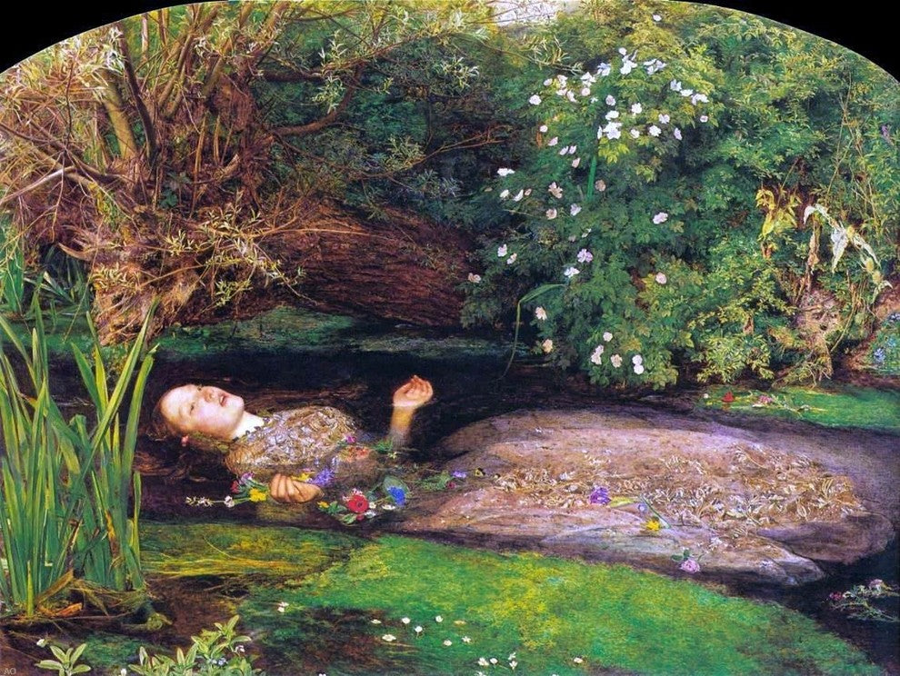 Sir Everett Millais Ophelia, Gallery Wrapped Canvas Print, 21"x28"