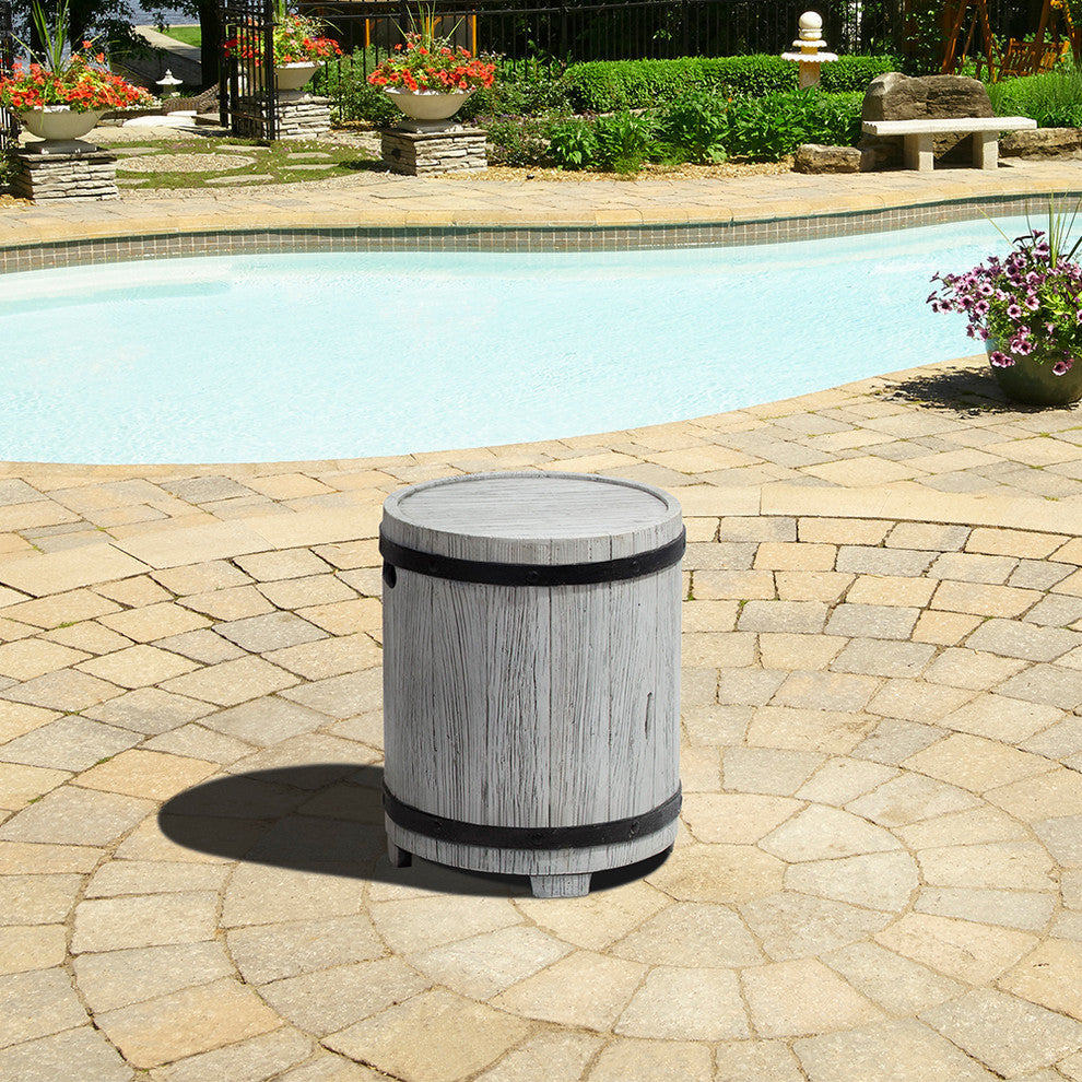 Barrel Outdoor Patio Side Table