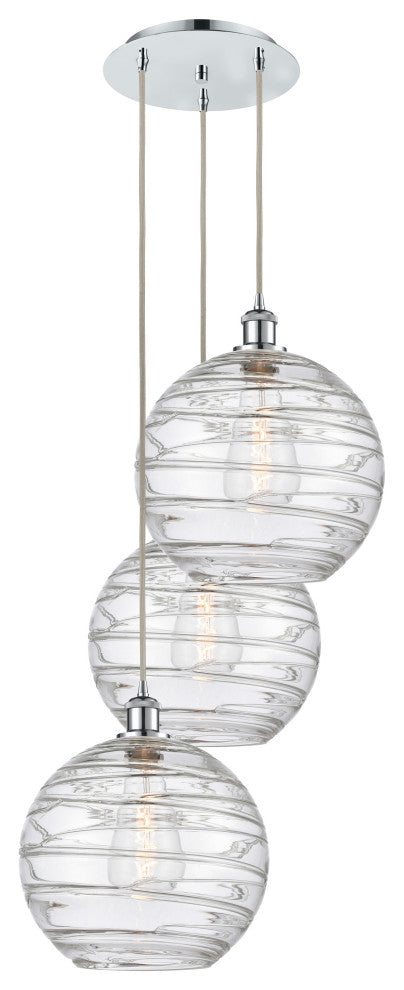 Athens Multi-Pendant, Polished Chrome, Clear Deco Swirl