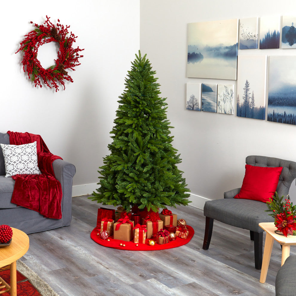 6' Sun Valley Fir Artificial Christmas Tree With 300 Clear LED Lights