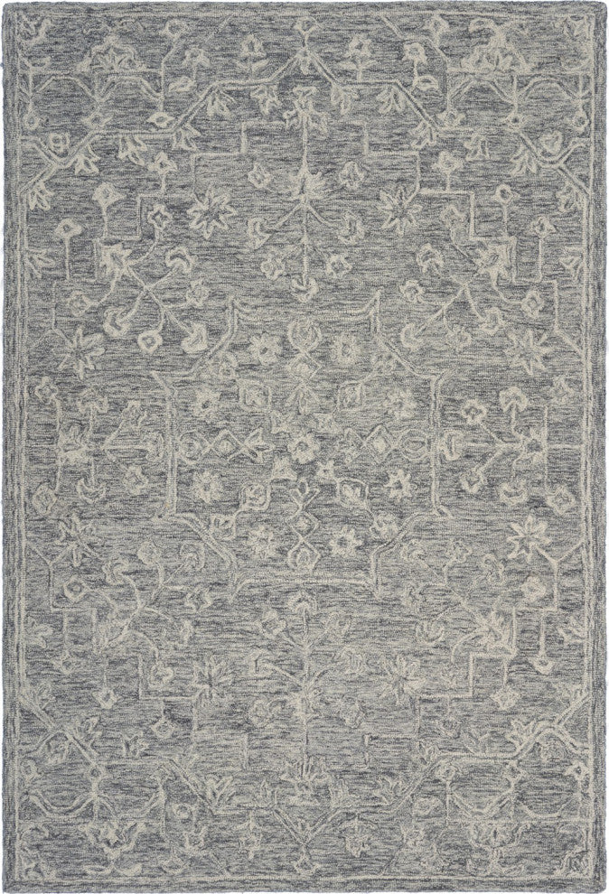 7" x 9" Gray Floral Finesse Area Rug