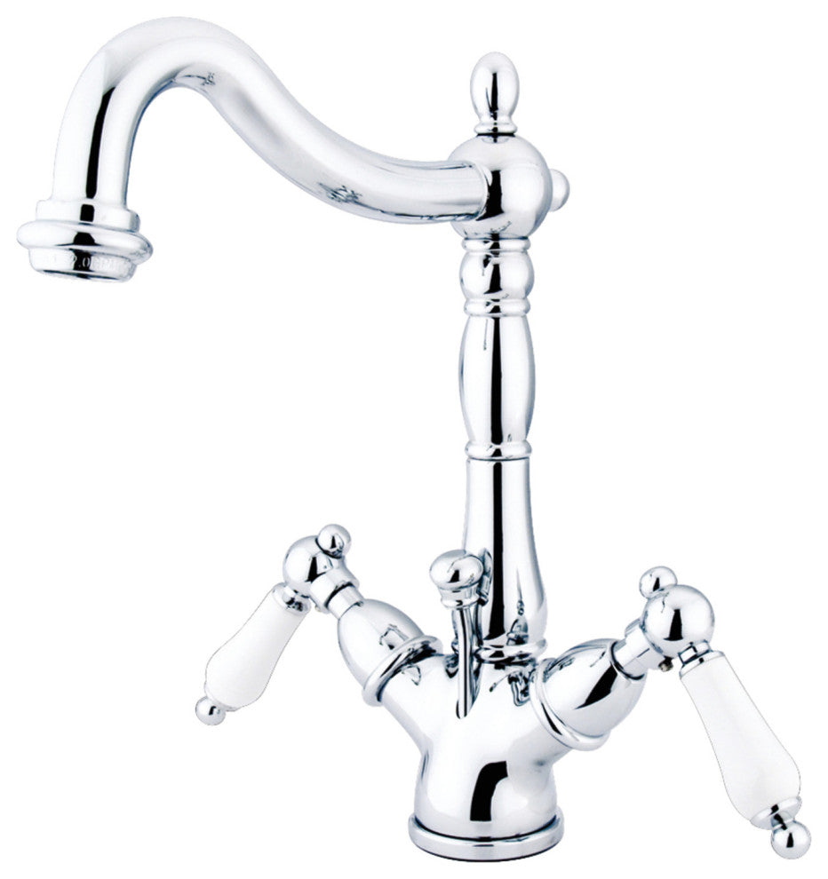 Kingston Brass Two-Handle Bathroom Faucet With Brass Pop-Up, Polished Chrome