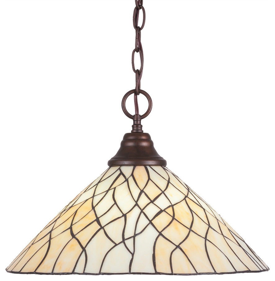 1-Light Chain Hung Pendant, Bronze/Sandhill Art