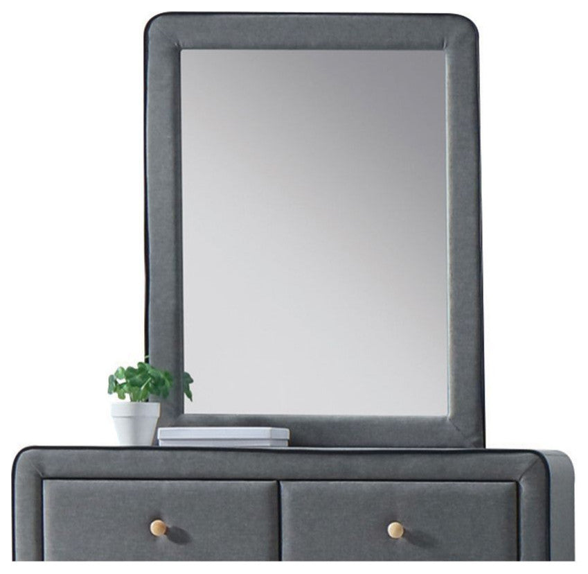 Light Gray Upholstered Vanity Mirror