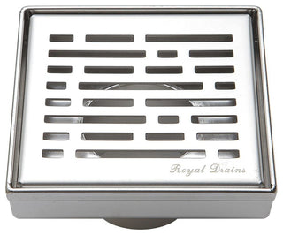 4 Inch Square Shower Drain Broken Lane Design, Polished Chrome