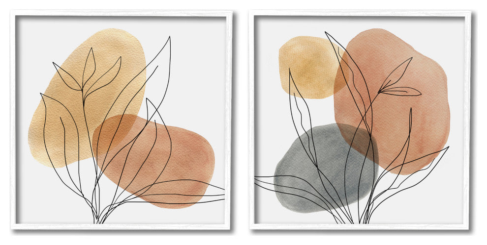 Simple Neutral Southwestern Tones Botanical Plant Design, 2pc, each 12 x 12