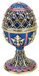 Jeweled Trellis Faberge-Style Enameled Egg Collection: Bleue