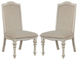 Set of 2 Padded Side Chairs, Antique White