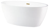 59"x32" Acrylic Freestanding Soaking Bathtub, White/Titanium Gold