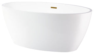 59"x32" Acrylic Freestanding Soaking Bathtub, White/Titanium Gold