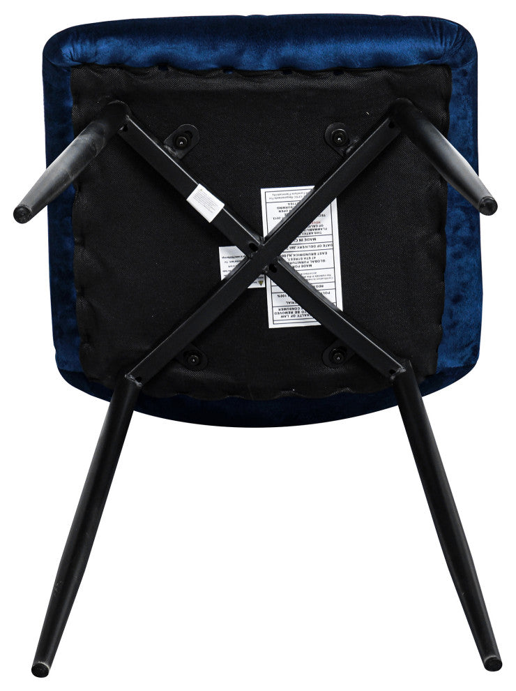 15 in.W Indoor Dining Velvet 4-Chair with Cushions and Metal Legs, Blue