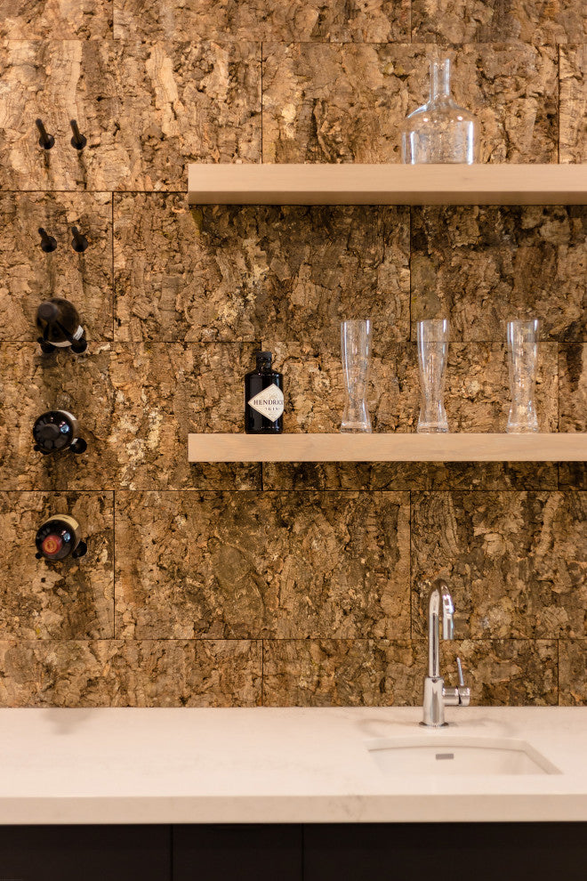 Vino Rails 1 (cork-forward metal wine storage), Milled Aluminum, Drywall Mounting