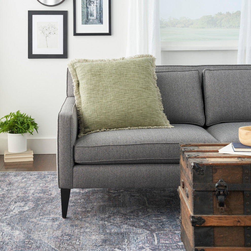 Nourison Home 22"x22" Nicole Curtis Pillow Printed Stonewash Sage Throw Pillow