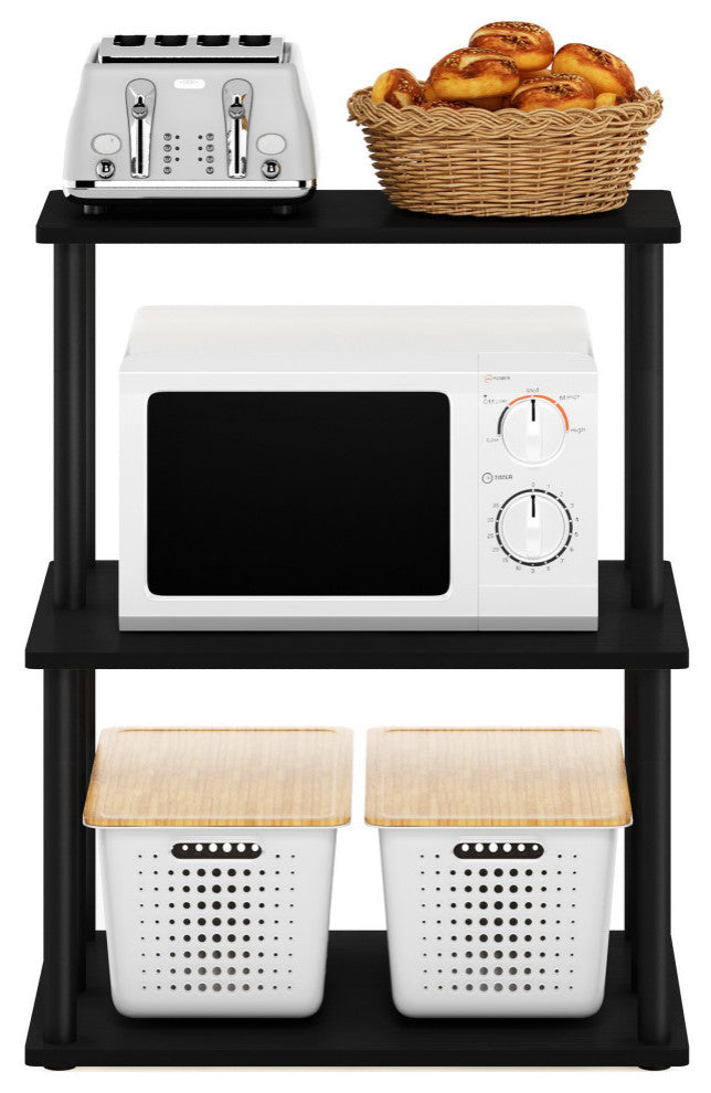 Furinno Turn-N-Tube 3-Tier Toolless Kitchen Storage Shelf, Americano/Black