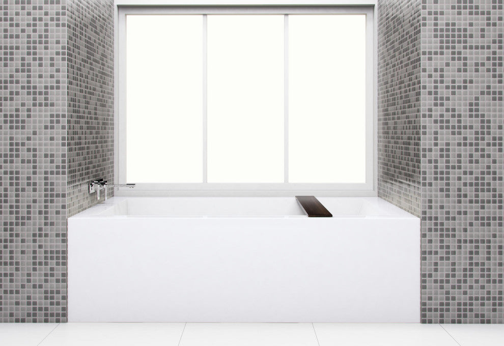 Cube Bath 12 66x32x20, Matte, Brushed Nickel Overflow