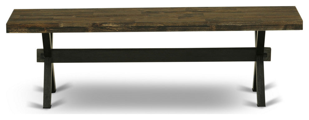 X-Style 15X60 In Dining Bench, Black Leg, Distressed Jacobean 418 Top Finish
