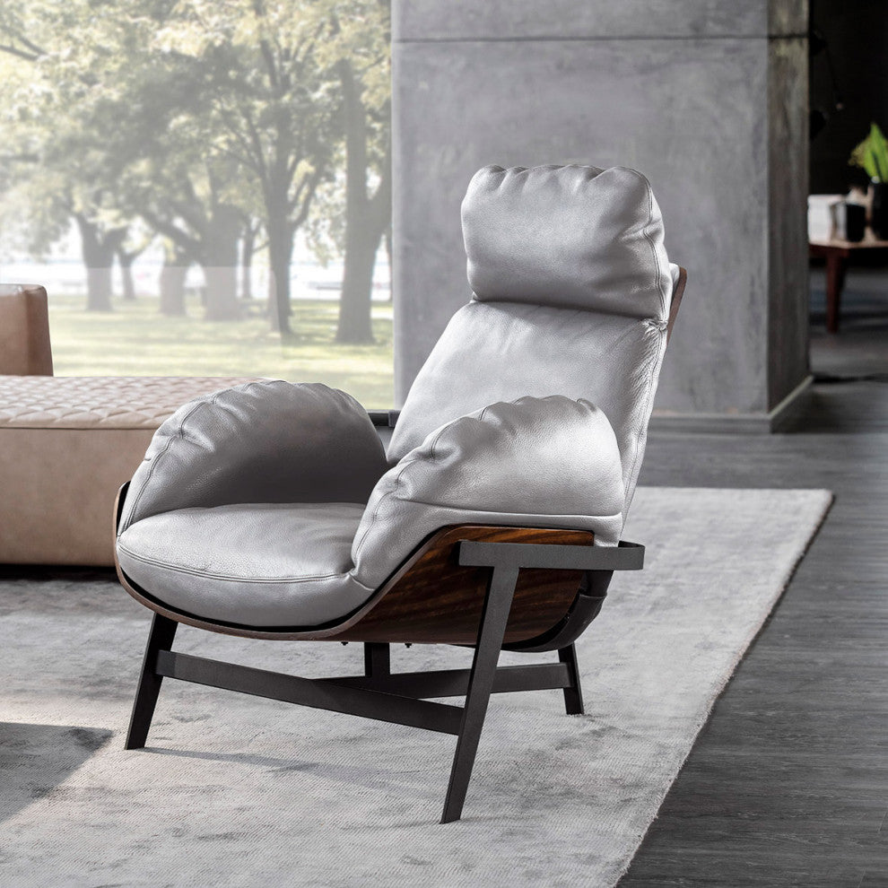 Nativa Interiors Enzo Geniune Leather Chair, Grafitto