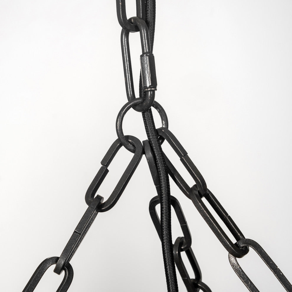 Liam I Black Wooden Bead Bowl-Style Four Bulb Chandelier
