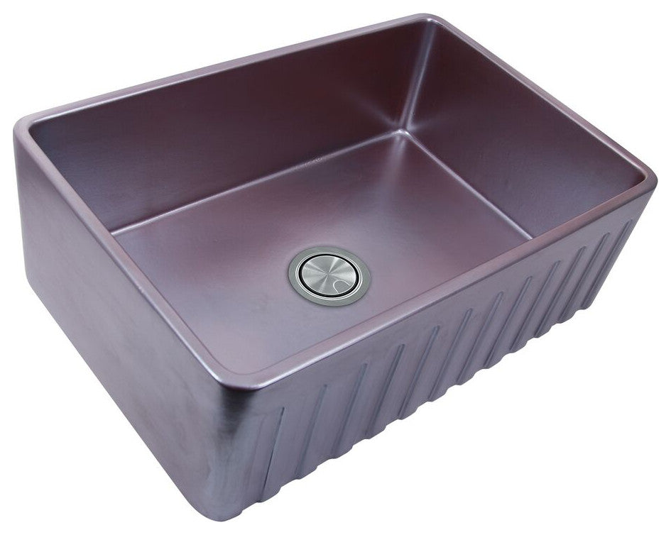 Nantucket Sinks FCFS3020S-ACCIAIO 30" Farmhouse Fireclay Sink, Iridescent