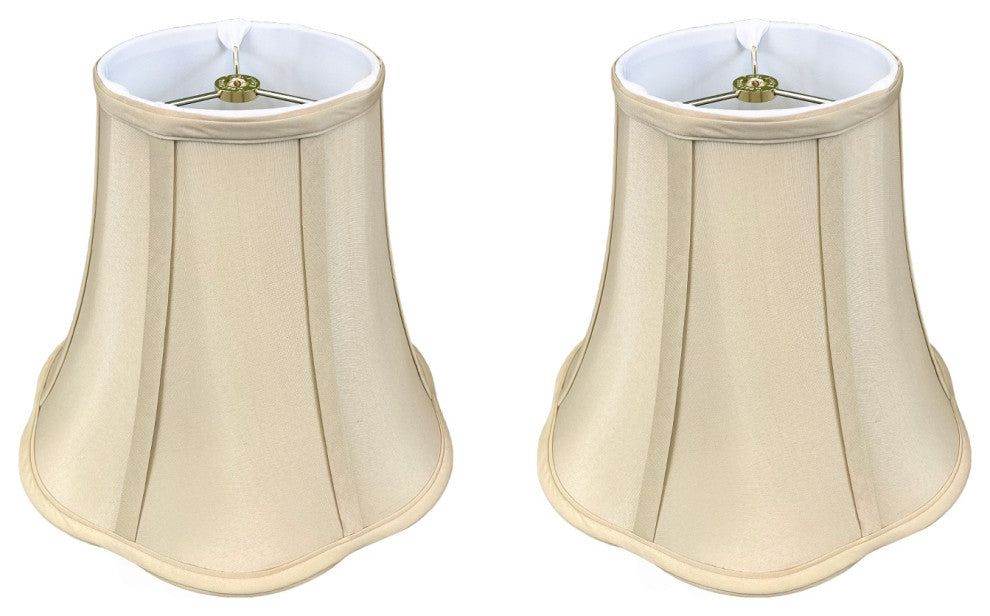 Royal Designs Bottom Scalloped Bell Lamp Shade, Beige, 5x10x8.25, Set of 2