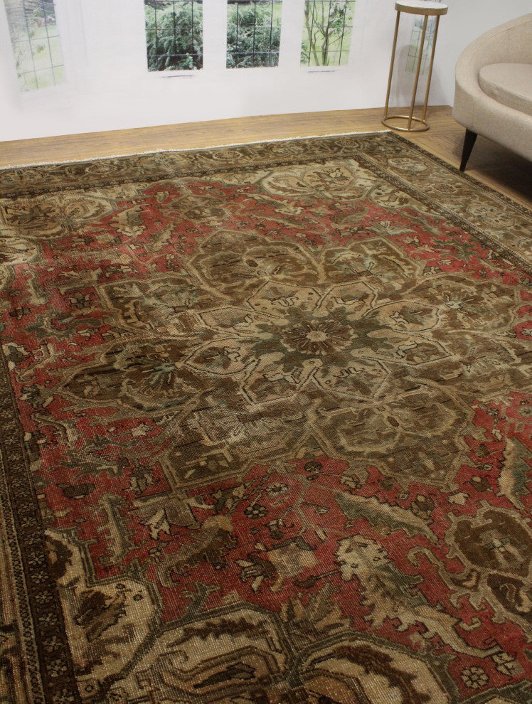 Fine Vintage Distressed Kit Brown Rug, 9'8x11'8