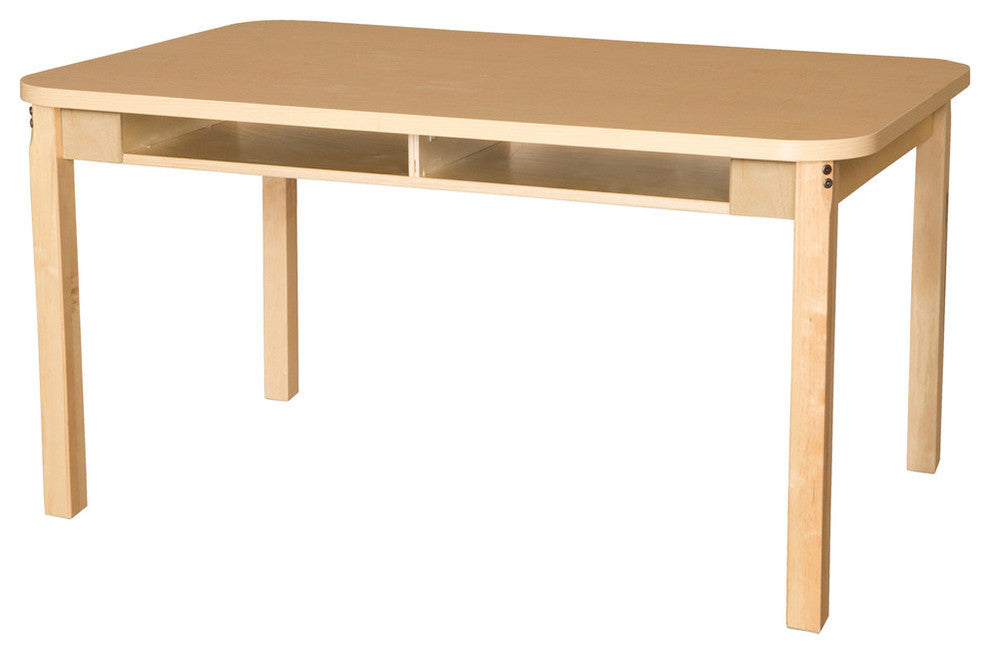 Four Seater High Pressure Laminate Desk With Hardwood Legs, 26"