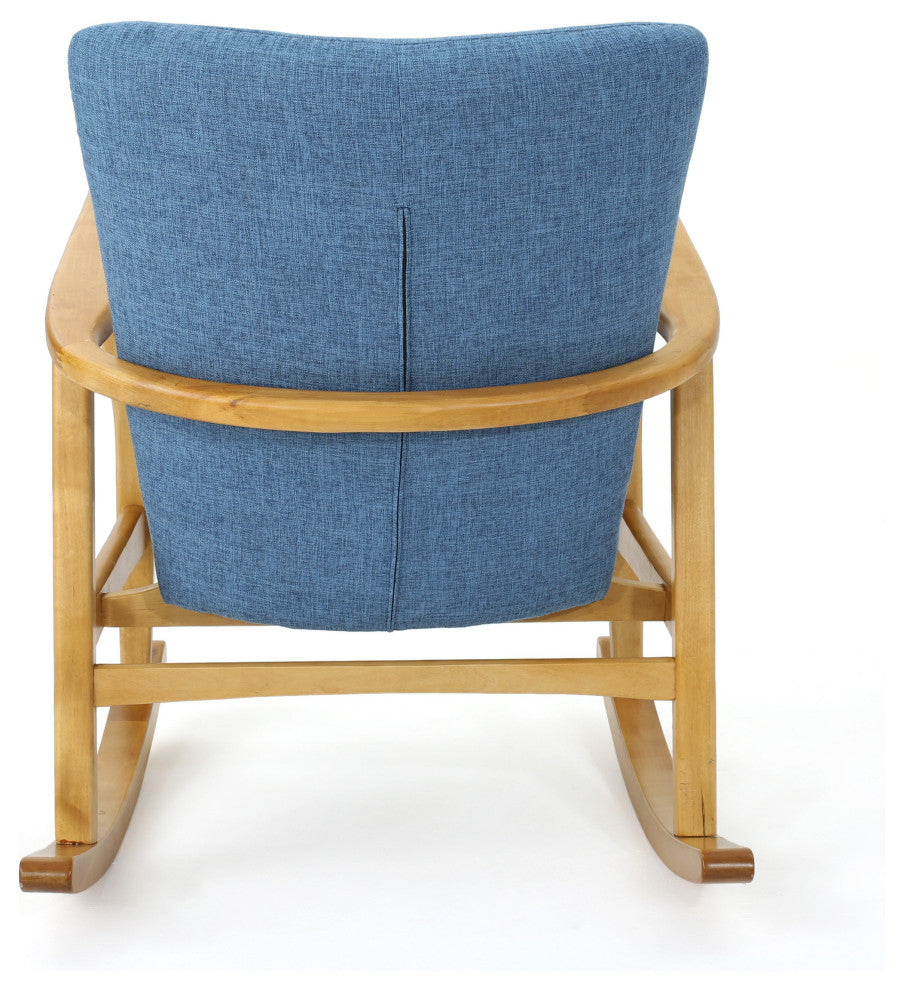 GDF Studio Collin Mid Century Fabric Rocking Chair, Muted Blue