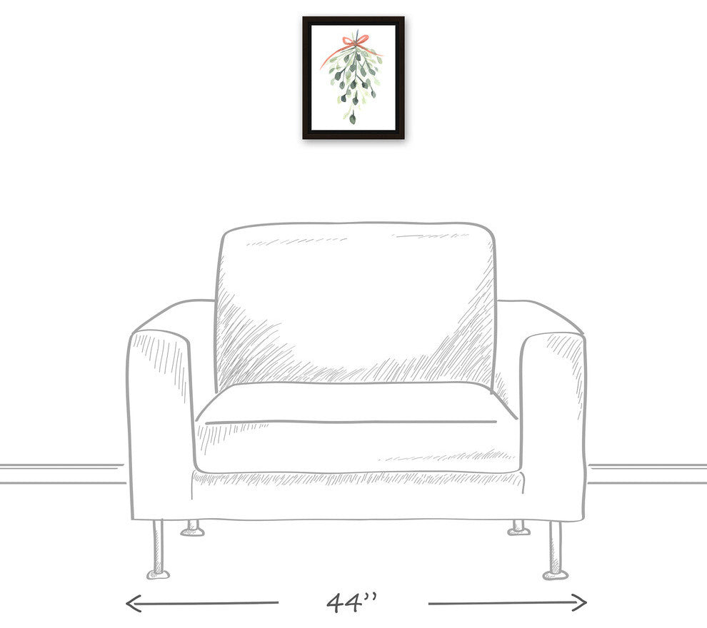Watercolor Mistletoe Canvas Wall Art, Framed, 8"x10"