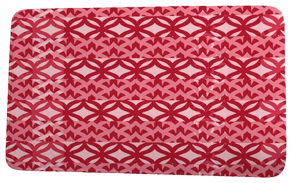 Nantucket Greeko Simple Geometric Print Bath Mat, Red, 21"x34"