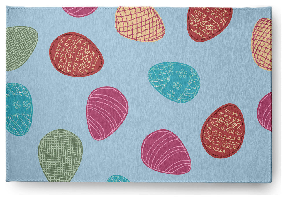 Egg Hunt Easter Chenille Rug, After Rain Blue, 2'x3'