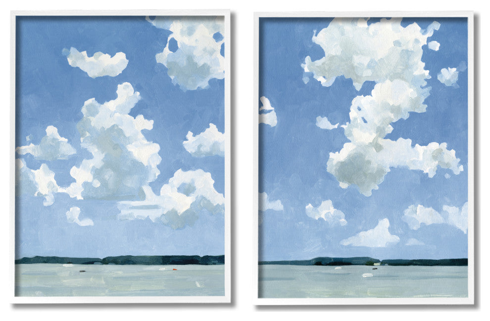 Bright Cloudy Sky Lake Water Landscape Summer Day,11 x 14