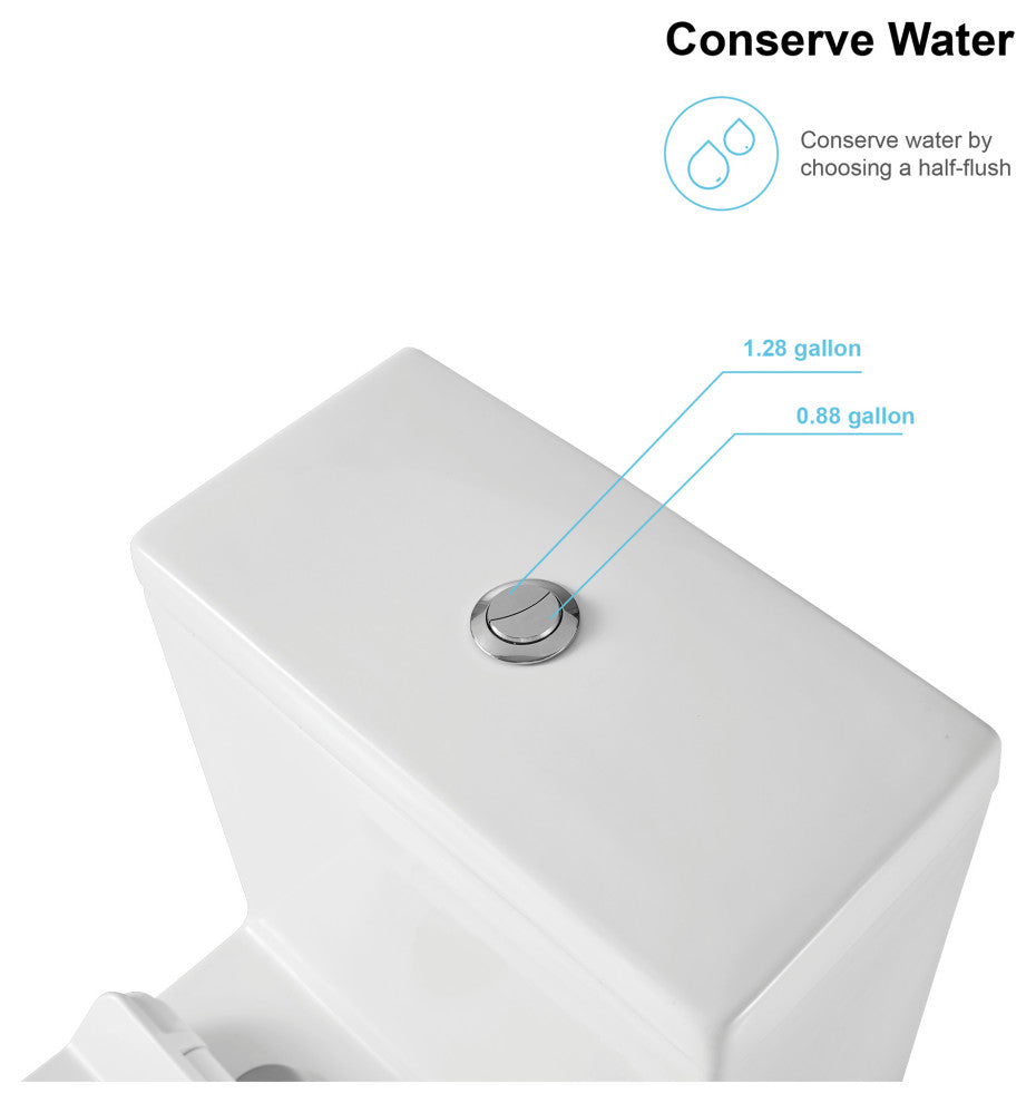 12 inches 0.88/1.28GPF Dual Flush One-Piece Toilet with Soft Close SeatWhen you"™