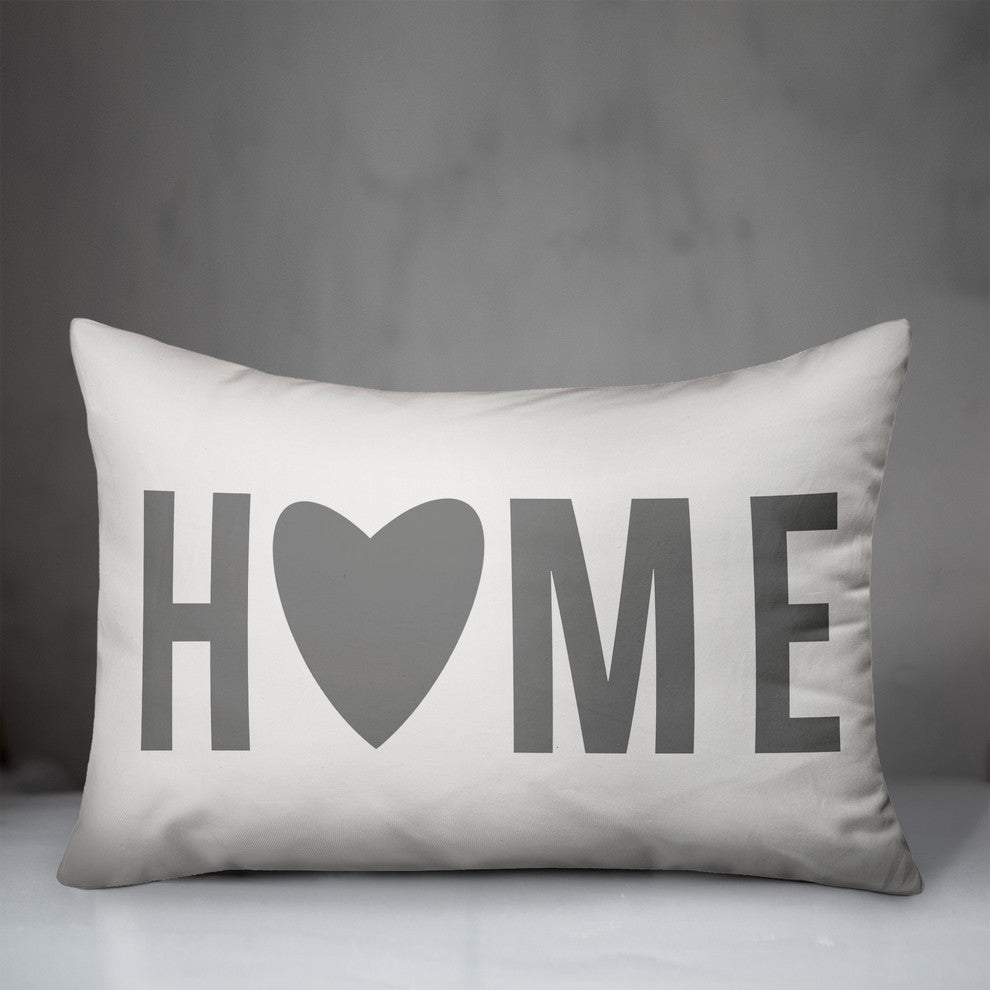 Home Heart Grey 14x20 Lumbar Pillow