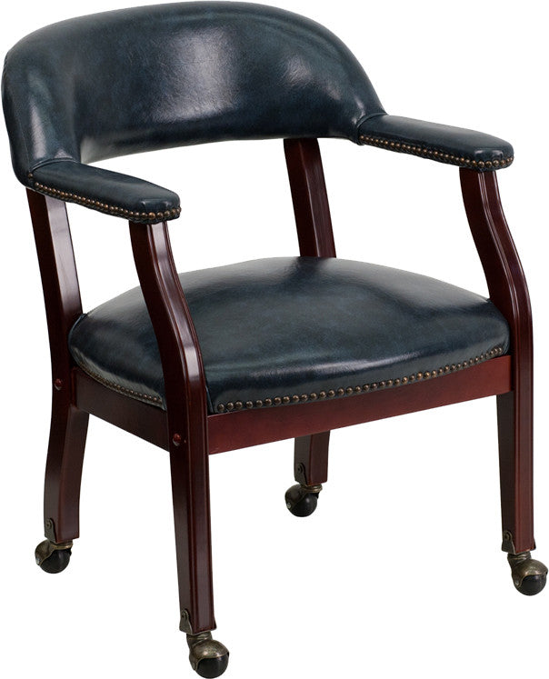 Flash Furniture Luxurious Conference Guest Chair in Blue with Casters