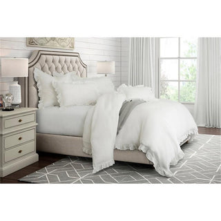 Michael Amini Cherry Hill 6-piece Belgium Linen Fabric Queen Duvet Set in White