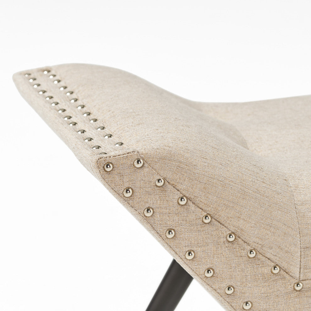 Hariata Contemporary Fabric Tufted Ottoman Bench, Beige