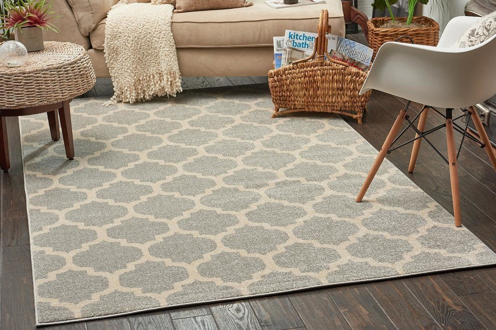 Rug Unique Loom Trellis Light Gray Round 6' 0 x 6' 0
