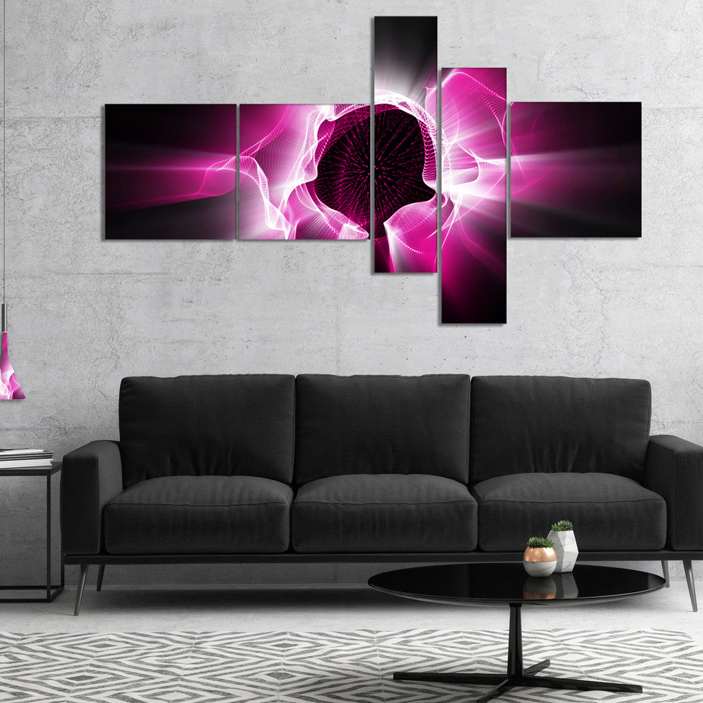 Fractal Purple Light Shine, Abstract Canvas art print, 60"x32", 5 panels