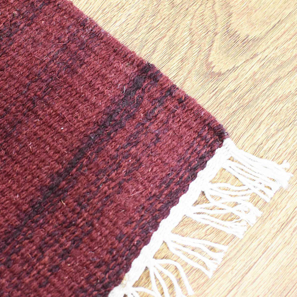 HAND WOVEN FLAT WEAVE KILIM WOOL ECO-FRIENDLY AREA RUGS-Solid,Dark Red