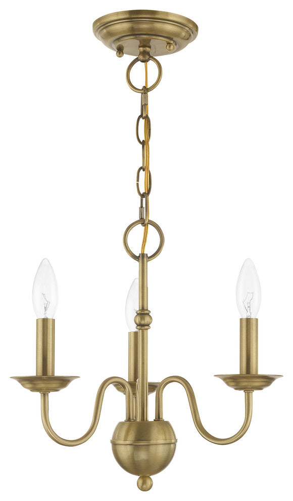 Traditional Mini Chandelier, Antique Brass