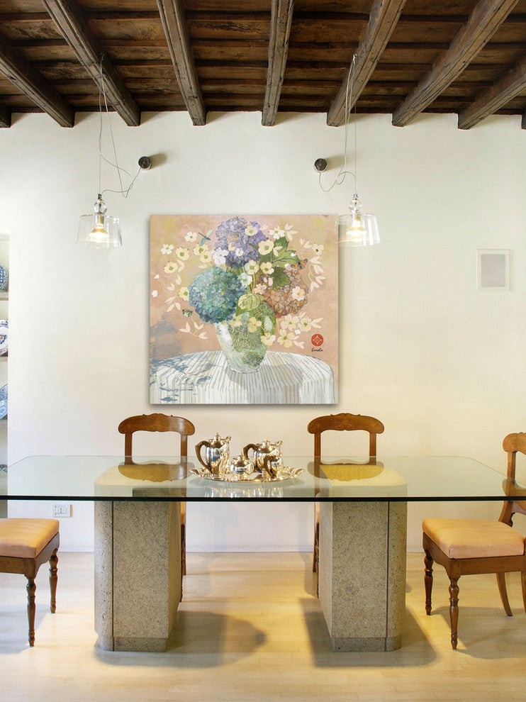 "Brendas Hydrangea" Painting Print on Canvas by Evelia