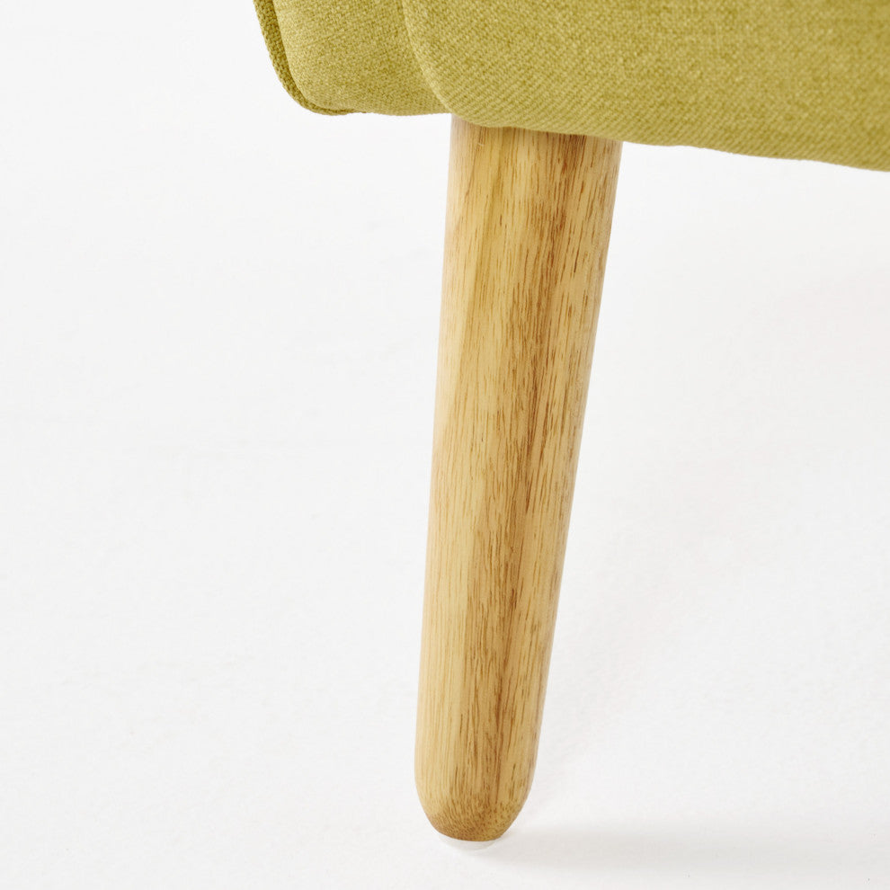 GDF Studio Fontinella Mid-Century Modern Fabric Tufted Arm Chair, Verdure Yellow, Set of 2