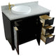 43" Single Vanity, Black Finish With Gray Granite