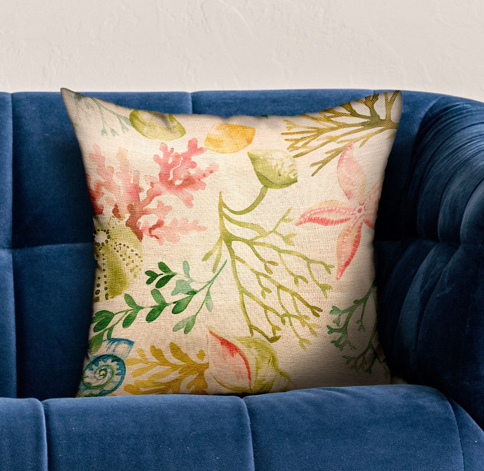 Plutus Underthesea Multi Floral Luxury Throw Pillow, 24"x24"