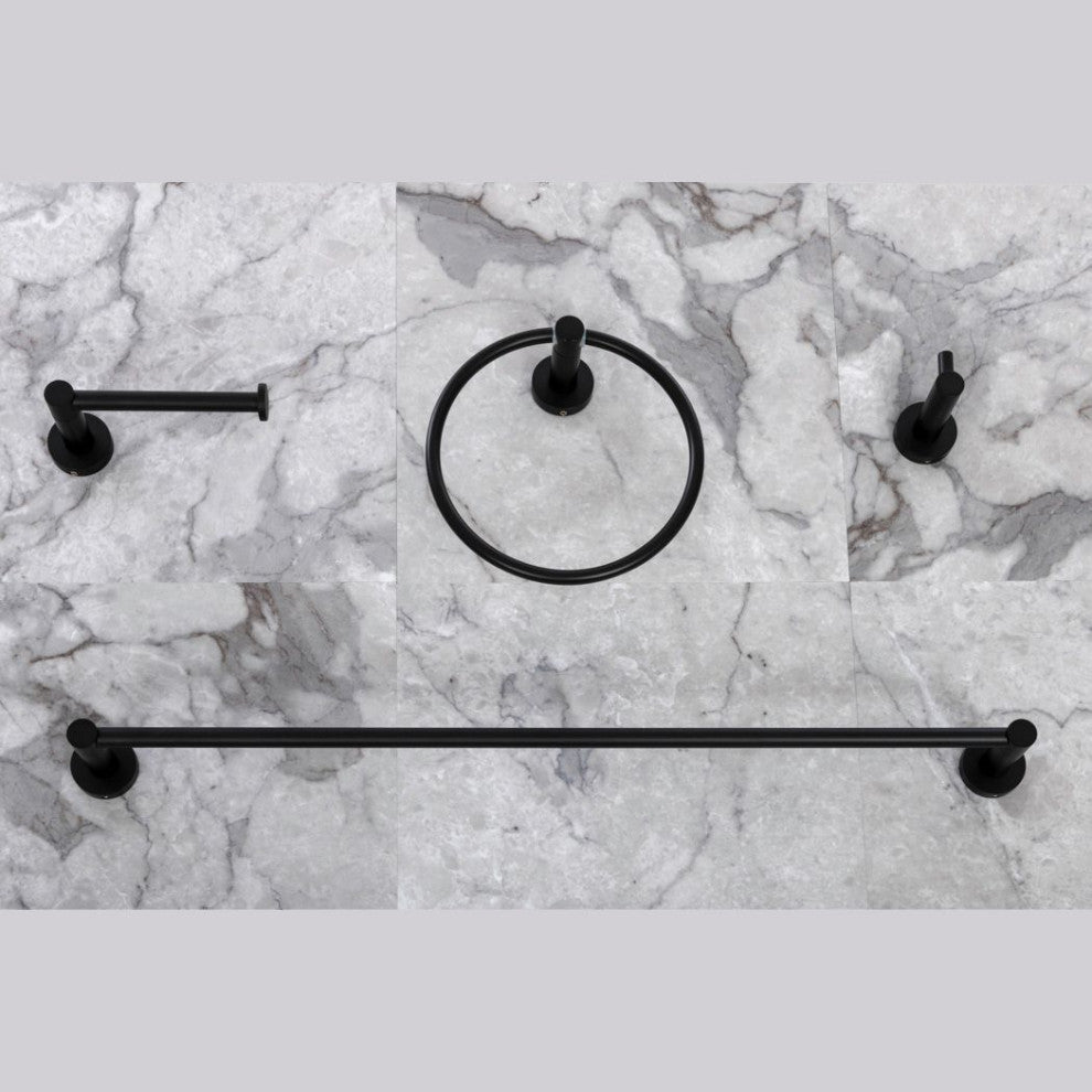 Italia Florence Series 4 Piece Bathroom Accessory Set in Matte Black