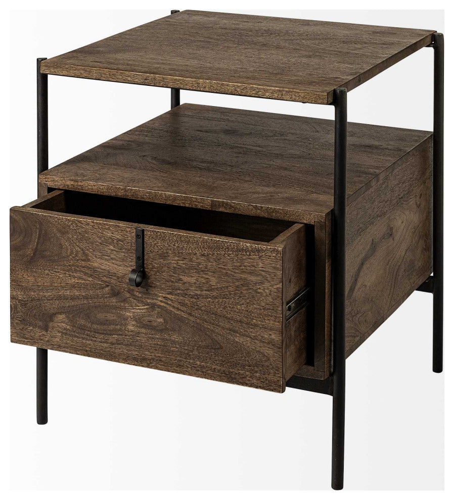 24" Brown Solid Wood Square End Table